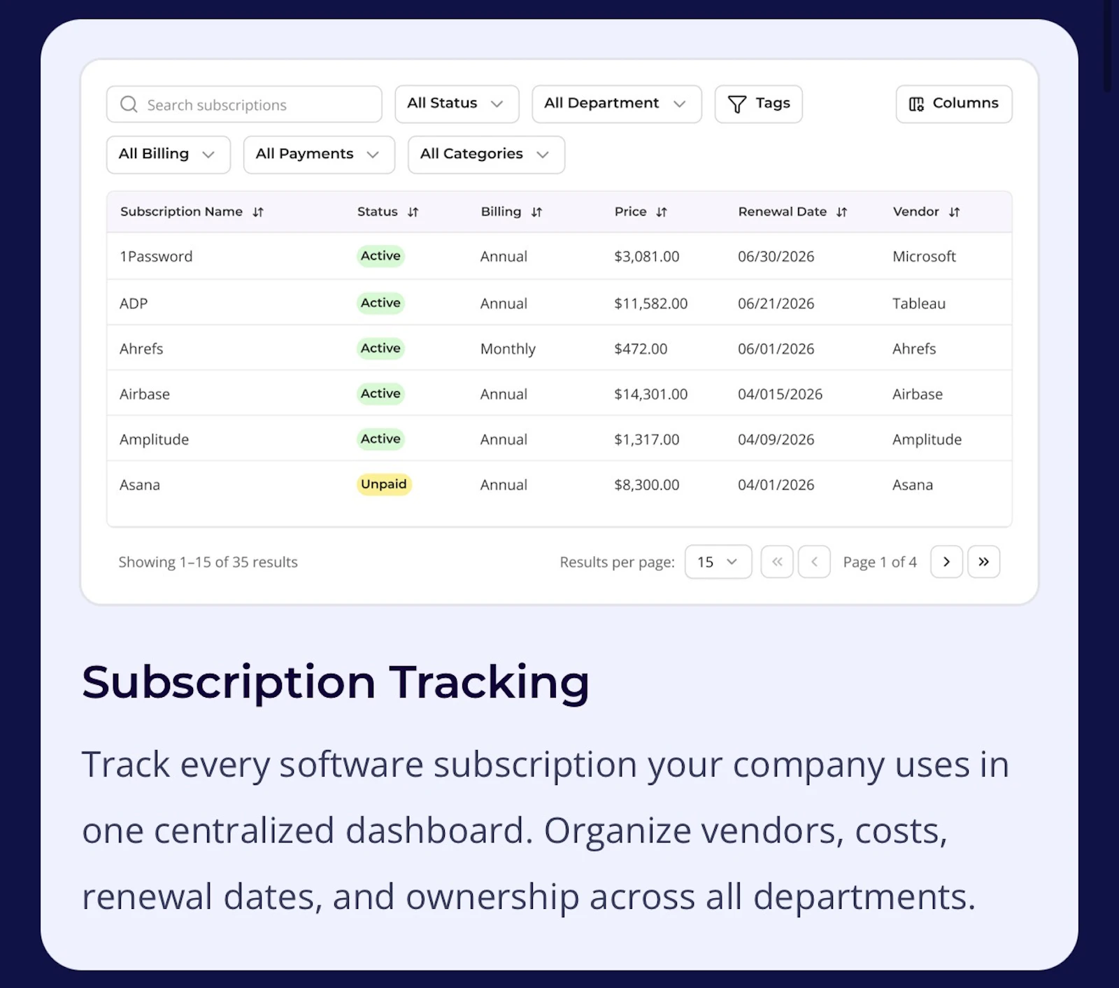 Subscription Central screenshot 1