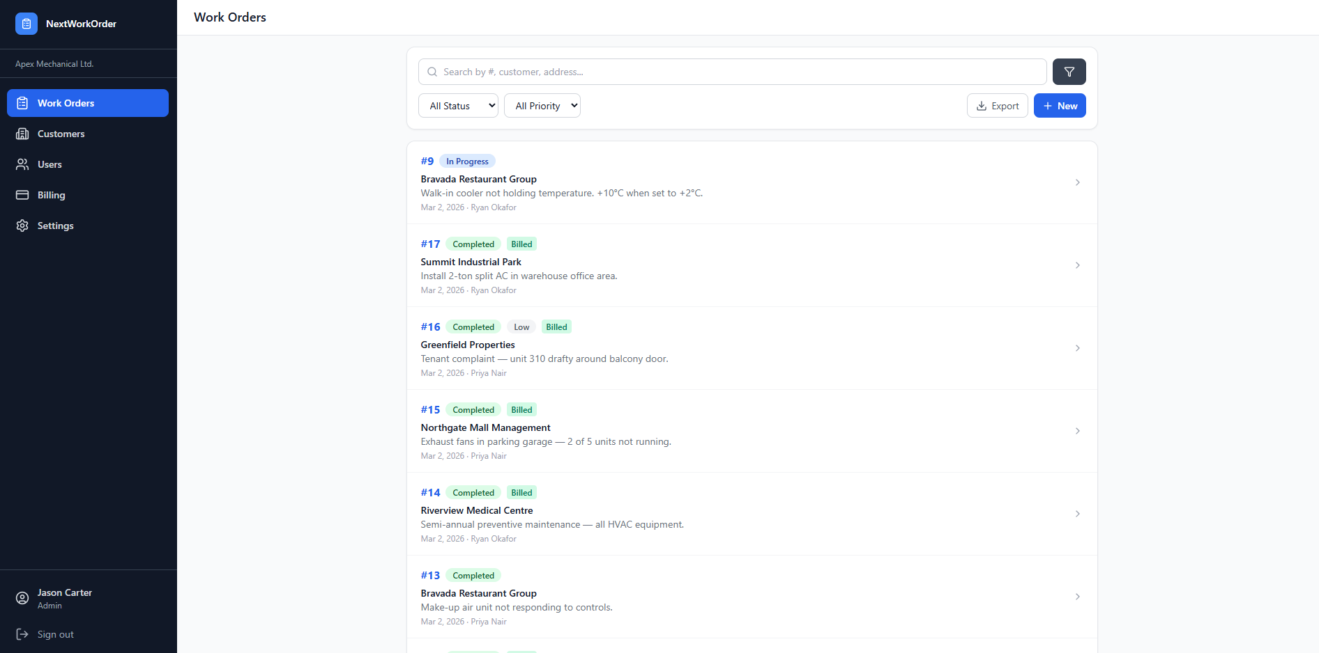 NextWorkOrder - Main product screenshot demonstrating key features and user interface