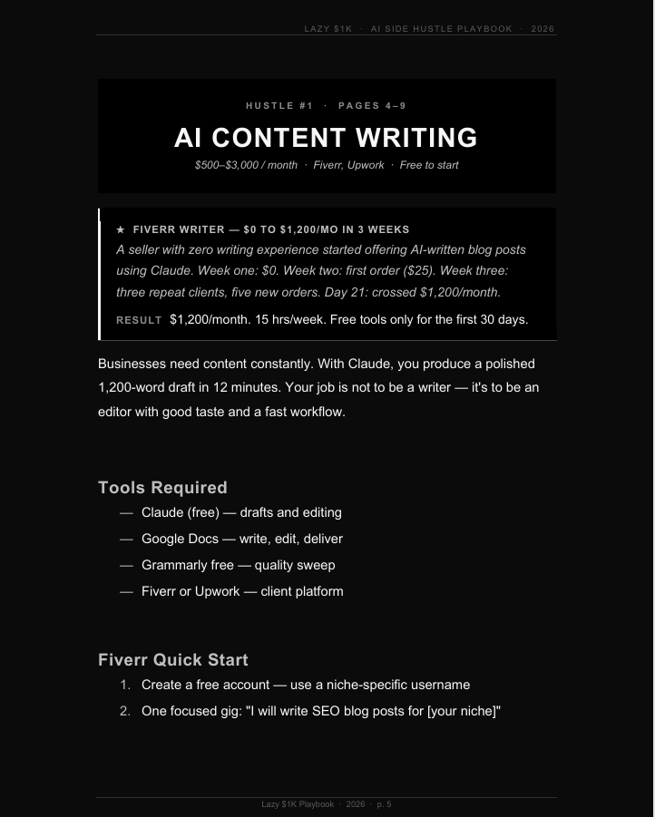 Lazy $1K AI Side Hustle Playbook gallery image