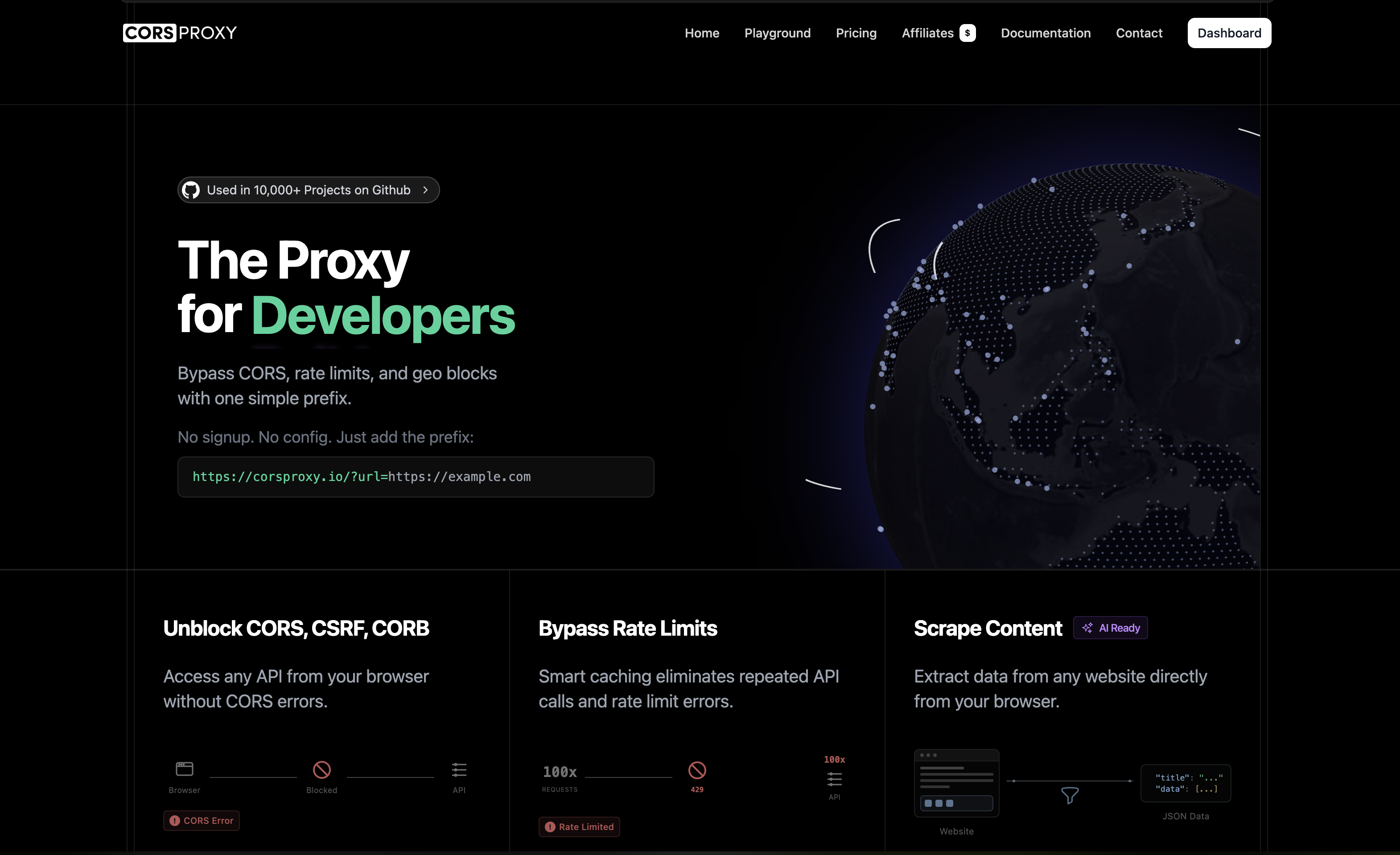 CORSPROXY - Main product screenshot demonstrating key features and user interface