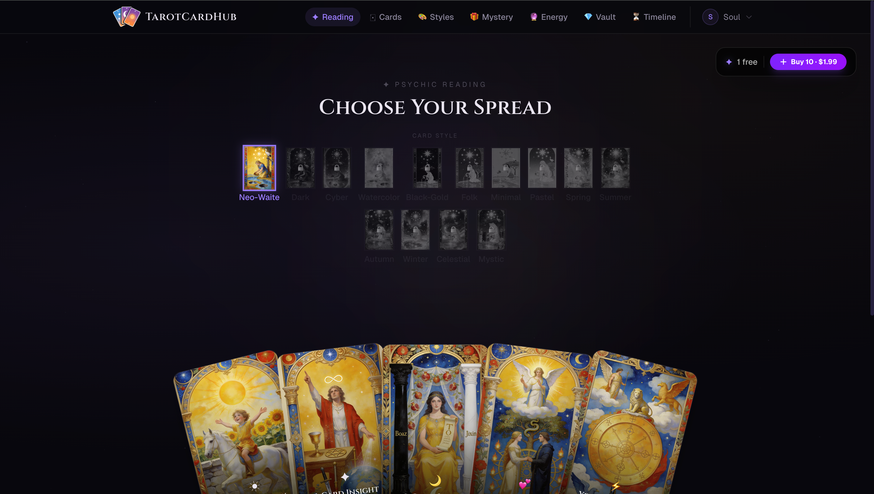 TarotCardHub - Screenshot 2 showing product features and functionality