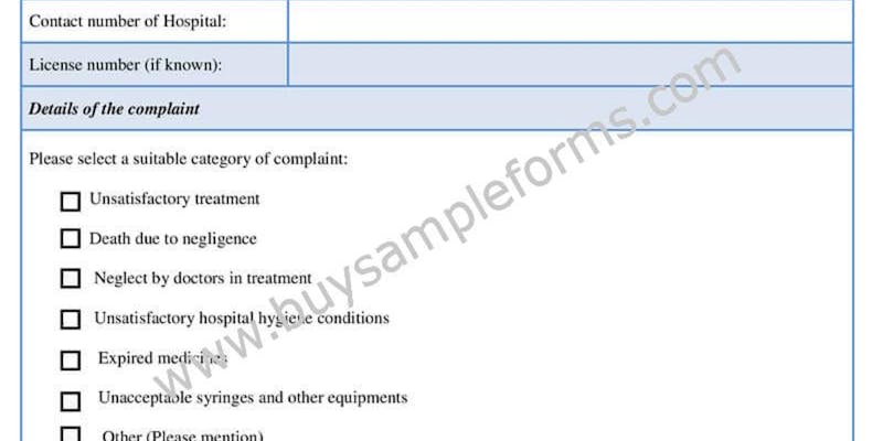 Hospital Complaint Form Template media 1