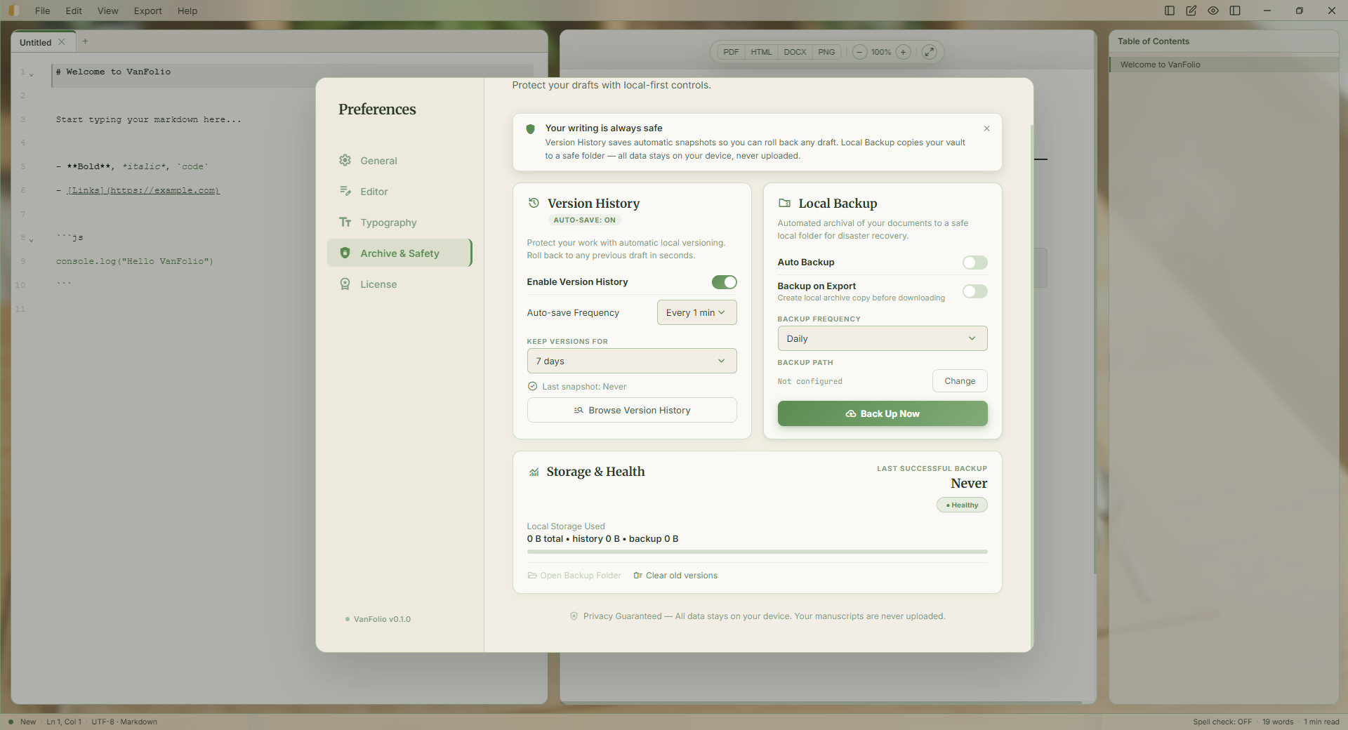 VanFolio — Markdown Workstation gallery image