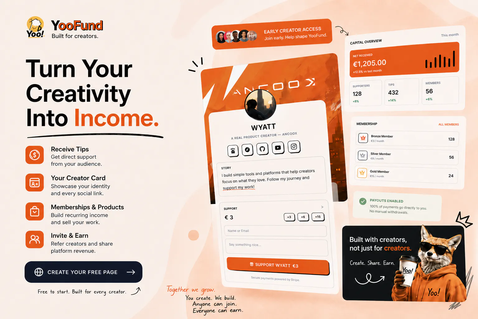 YooFund—Creator's tip income account gallery image