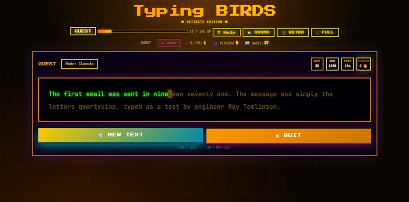 TypingBIRDS screenshot 1