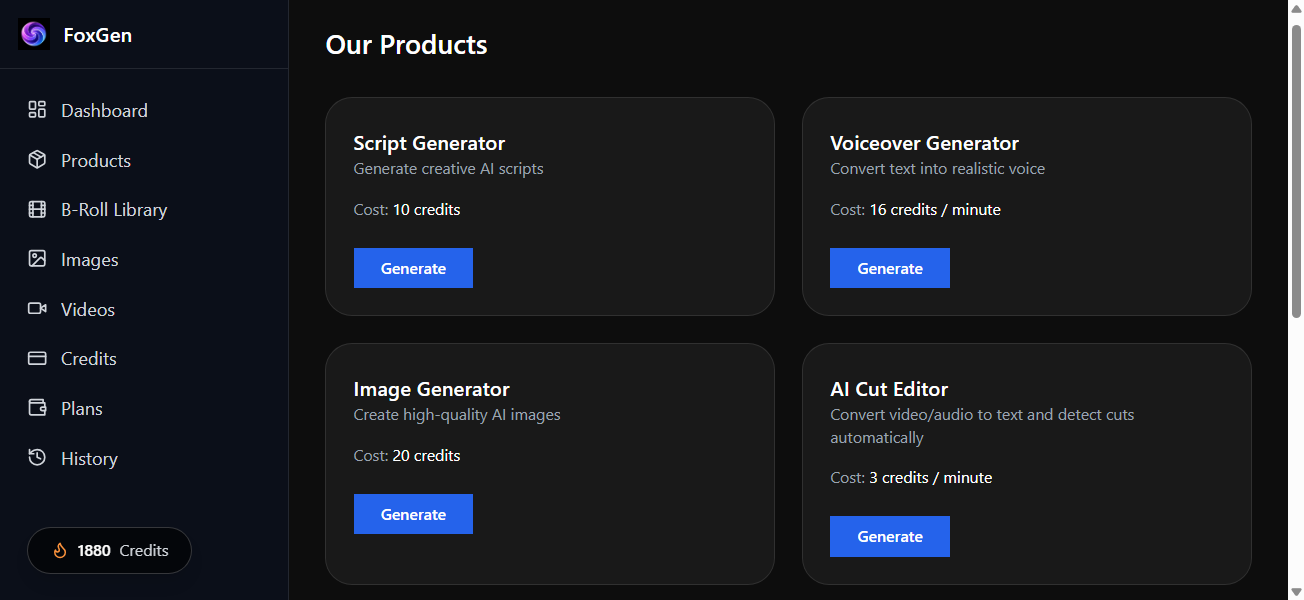 FoxgenAI - Screenshot 2 showing product features and functionality