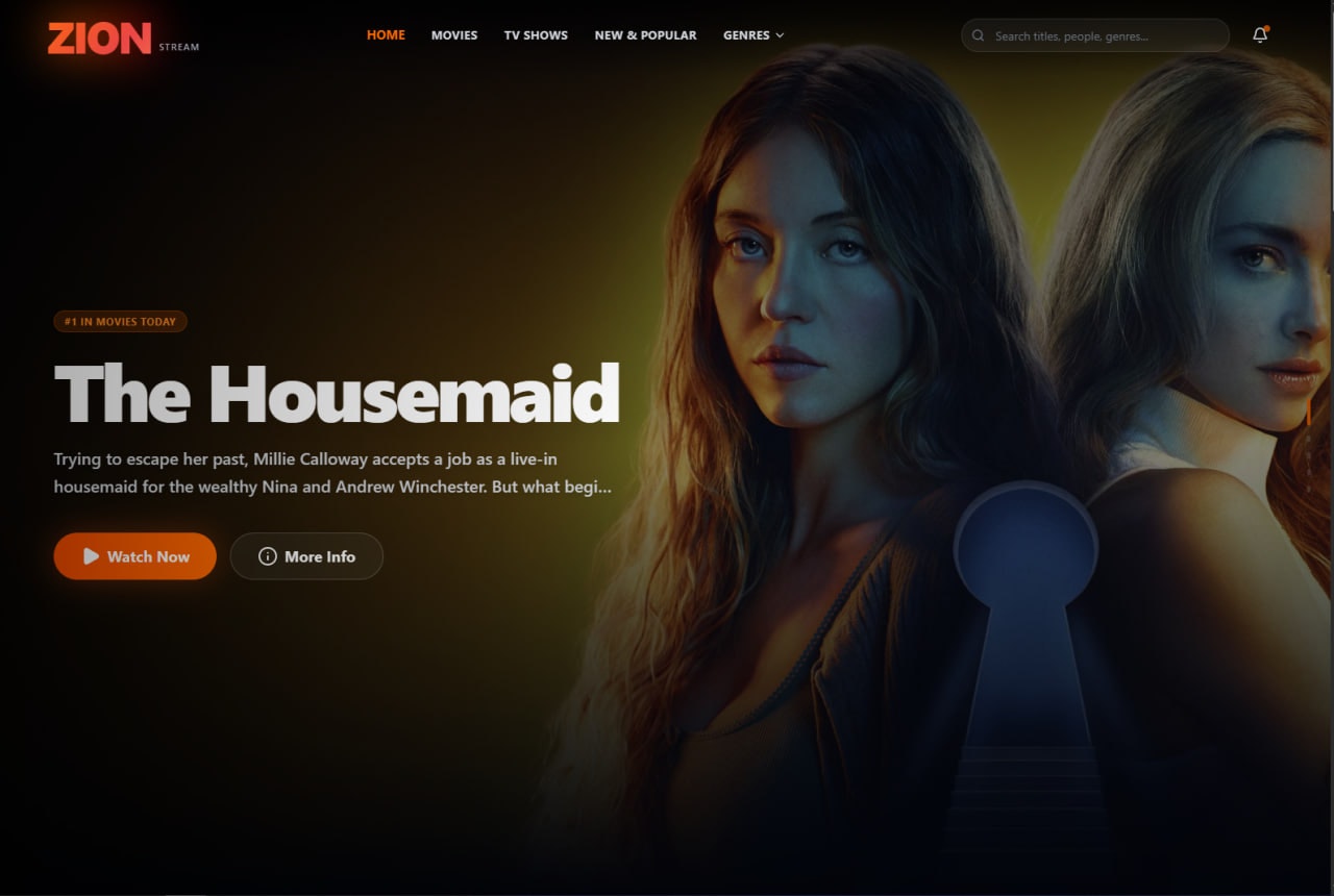ZION Movies - Main product screenshot demonstrating key features and user interface