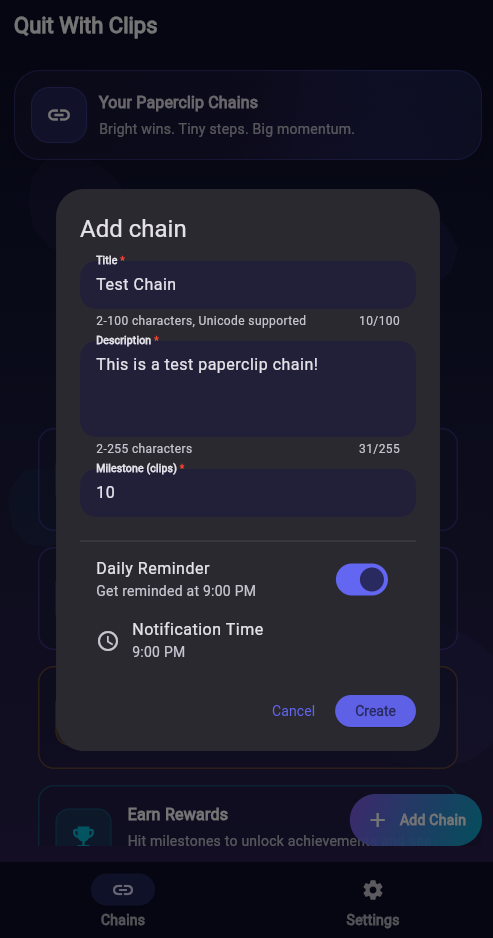 Quit With Clips - Screenshot 2 showing product features and functionality