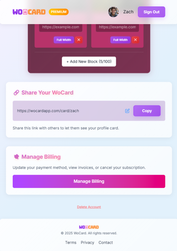 Wocard - Diseñar, editar y compartir su tarjeta de perfil personalizada media 3