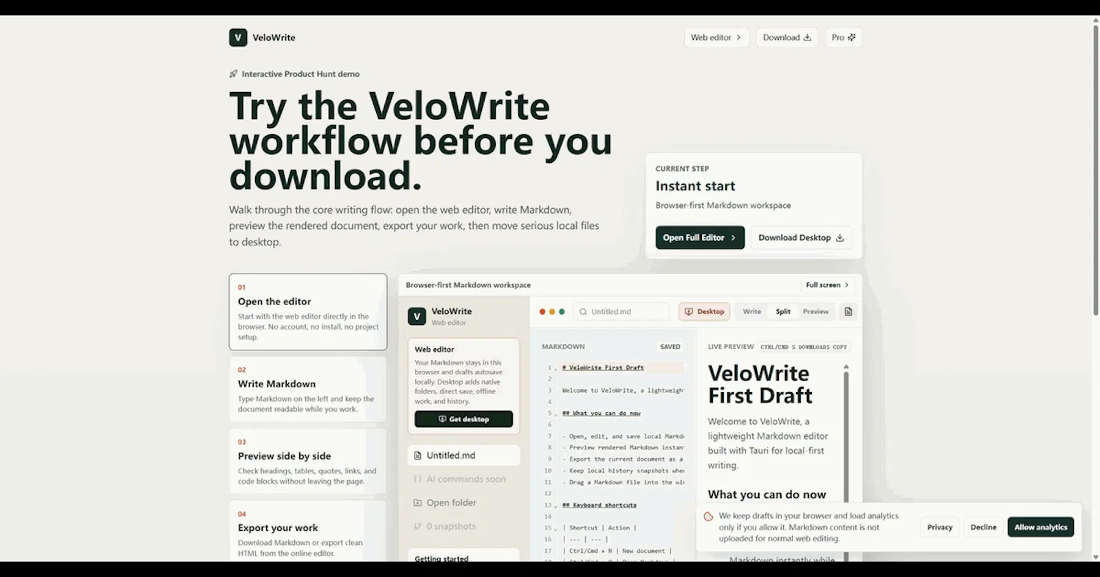 VeloWrite screenshot 2