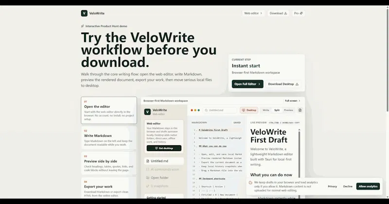VeloWrite screenshot 2
