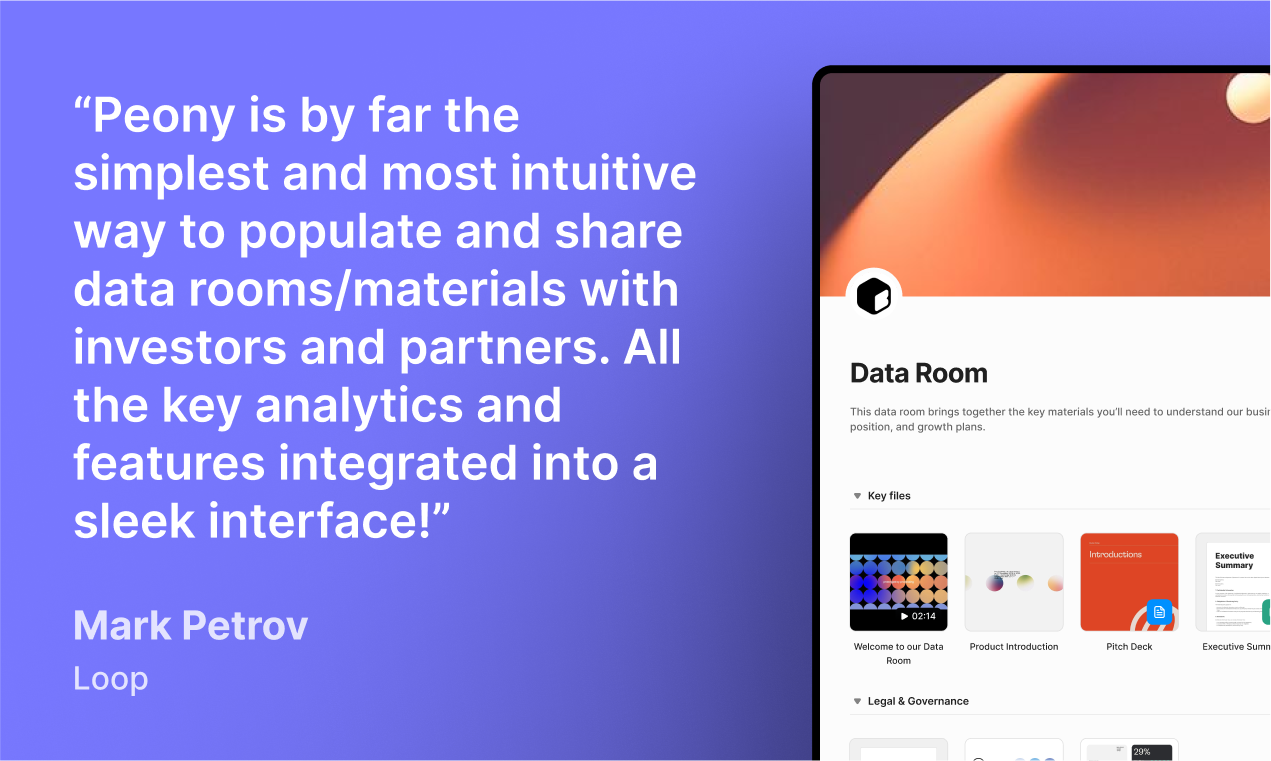Média Peony Dataroom - Les fondateurs alternatifs de Docsend adorent 2