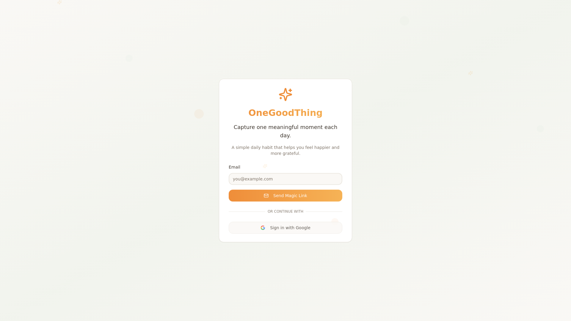 OneGoodThing - Main screenshot showing features and interface