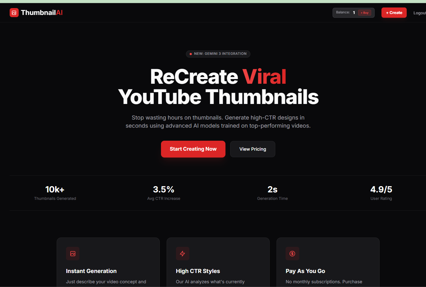 YouTube Thumbnail AI Cloner - Screenshot 4 showing product features and functionality