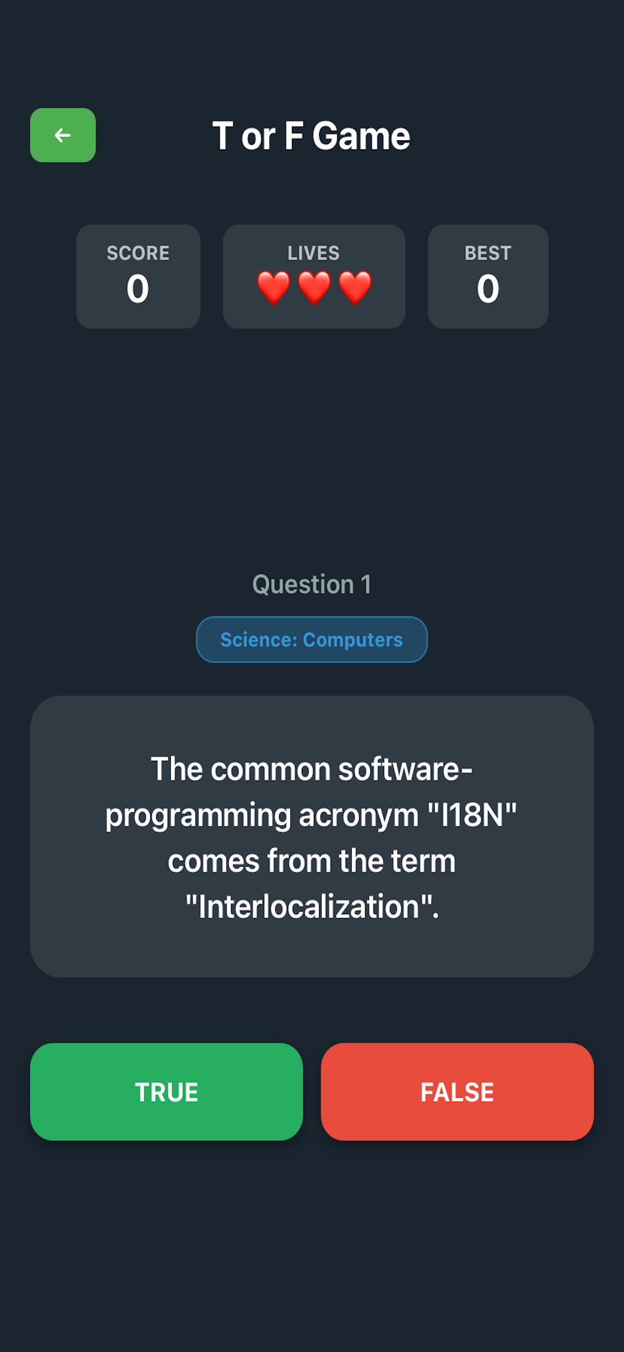 T or F Game - Screenshot 2 preview