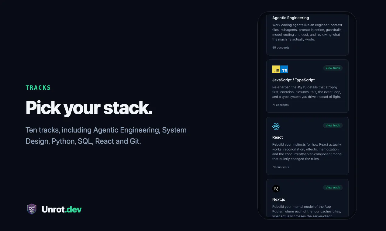 Unrot.dev - Duolingo for devs gallery image