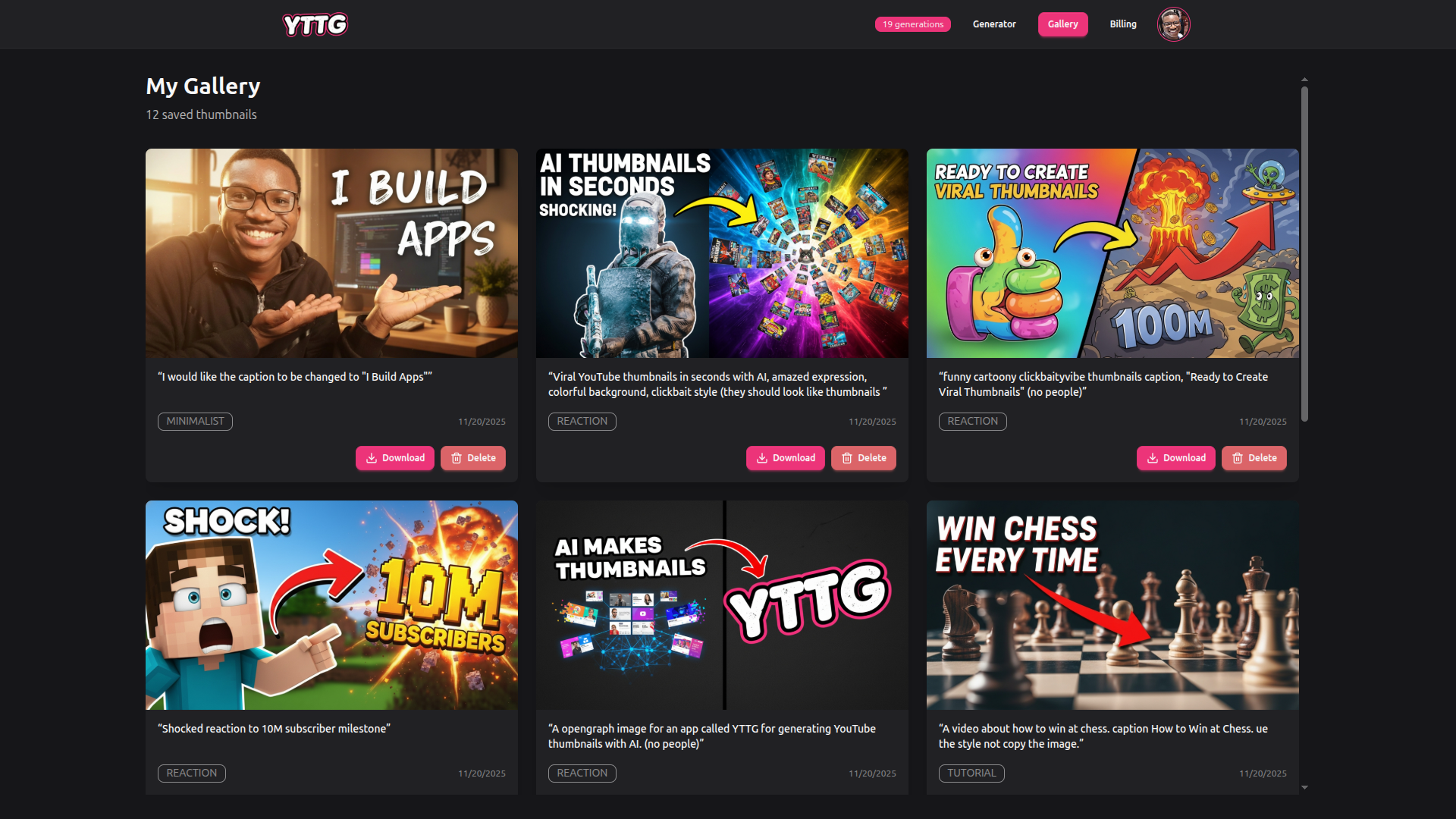 YTTG - Screenshot 3 showing product features and functionality