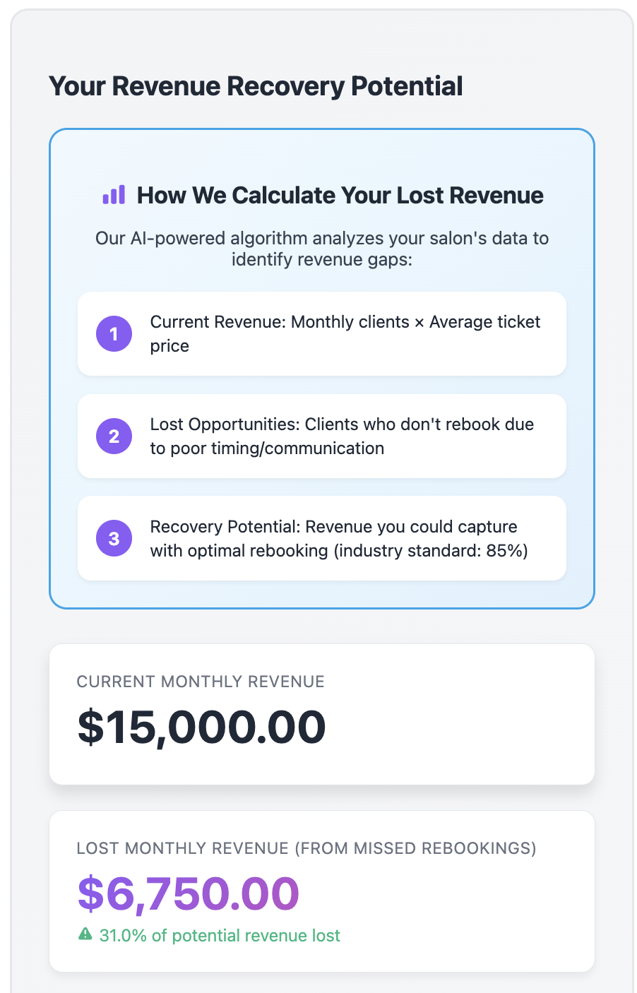 Salon Revenue Loss Calculator - Salon revenue recovery calculator media 2