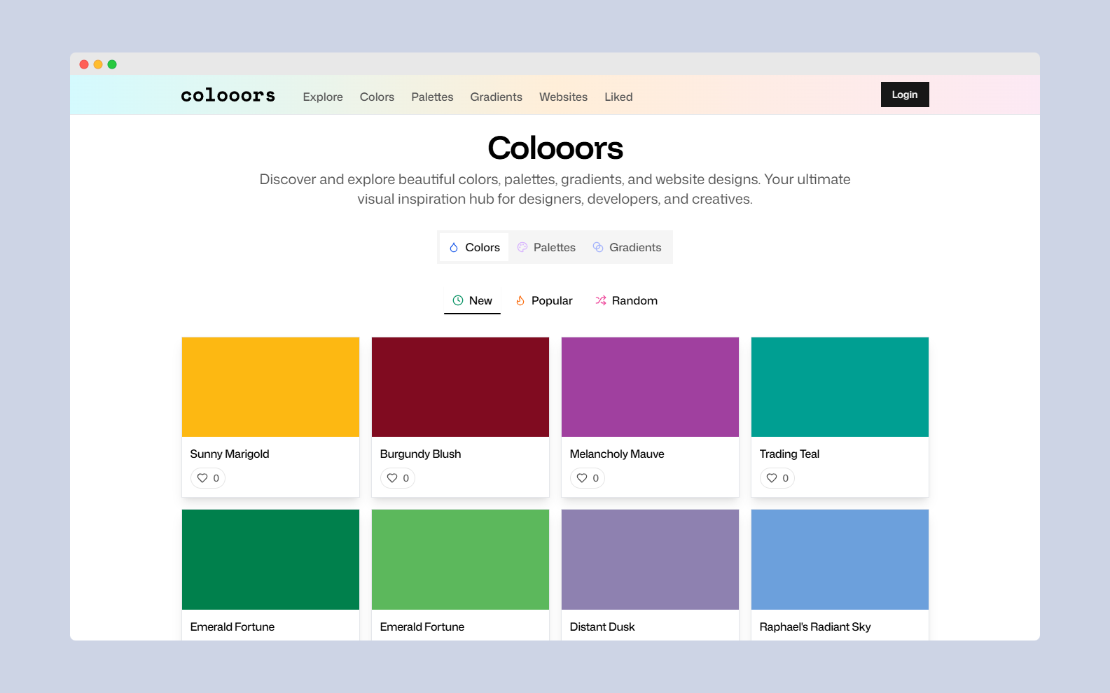 وسائط colooors - مصدر إلهام للألوان واللوحات والتدرجات وتصميمات الويب. 1