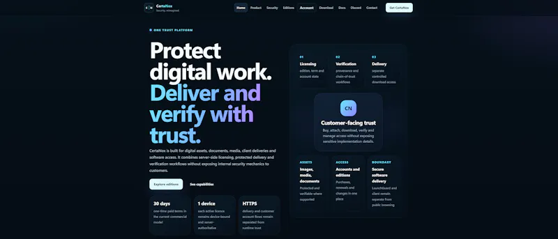 CertaNox · Digital Trust Infrastructure screenshot 1
