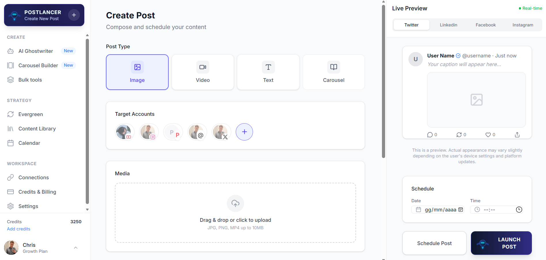 PostLancer - Screenshot 2 showing product features and functionality