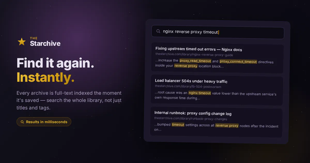 The Starchive — Bookmarks that never die gallery image