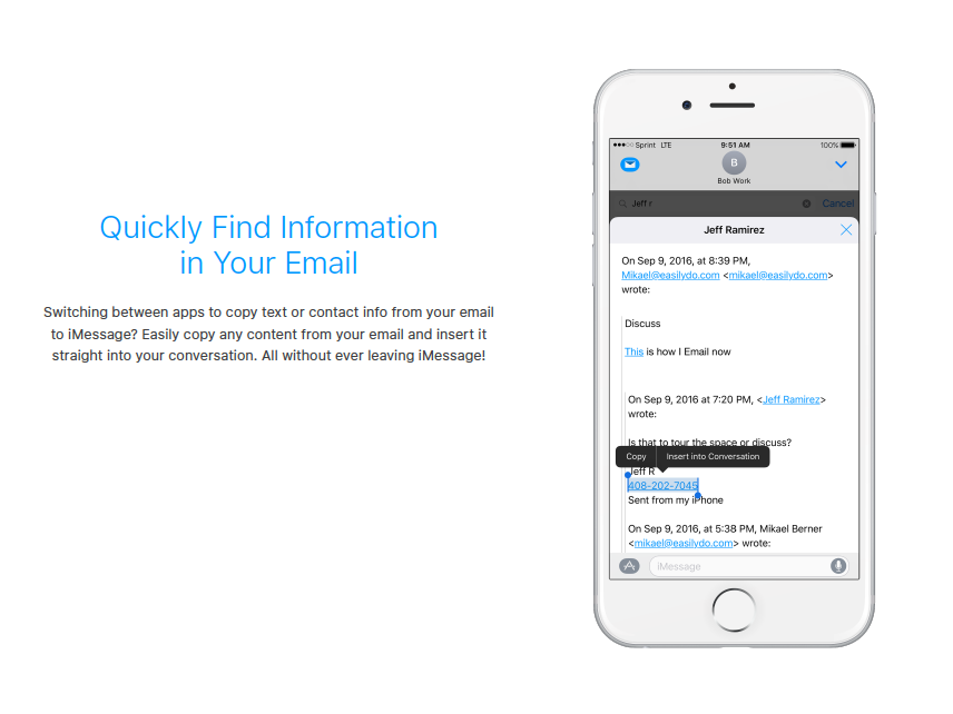 Email from EasilyDo for iMessage gallery image