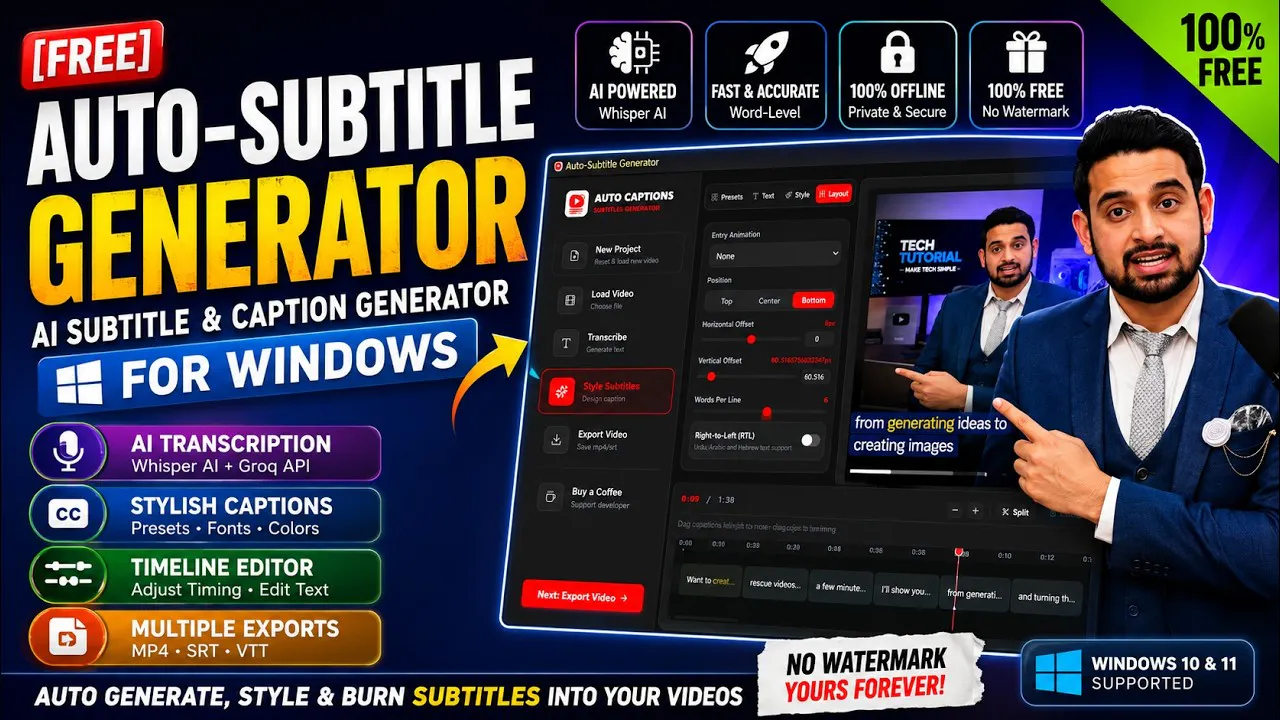 FREE AI Auto Subtitle Caption Generator  gallery image