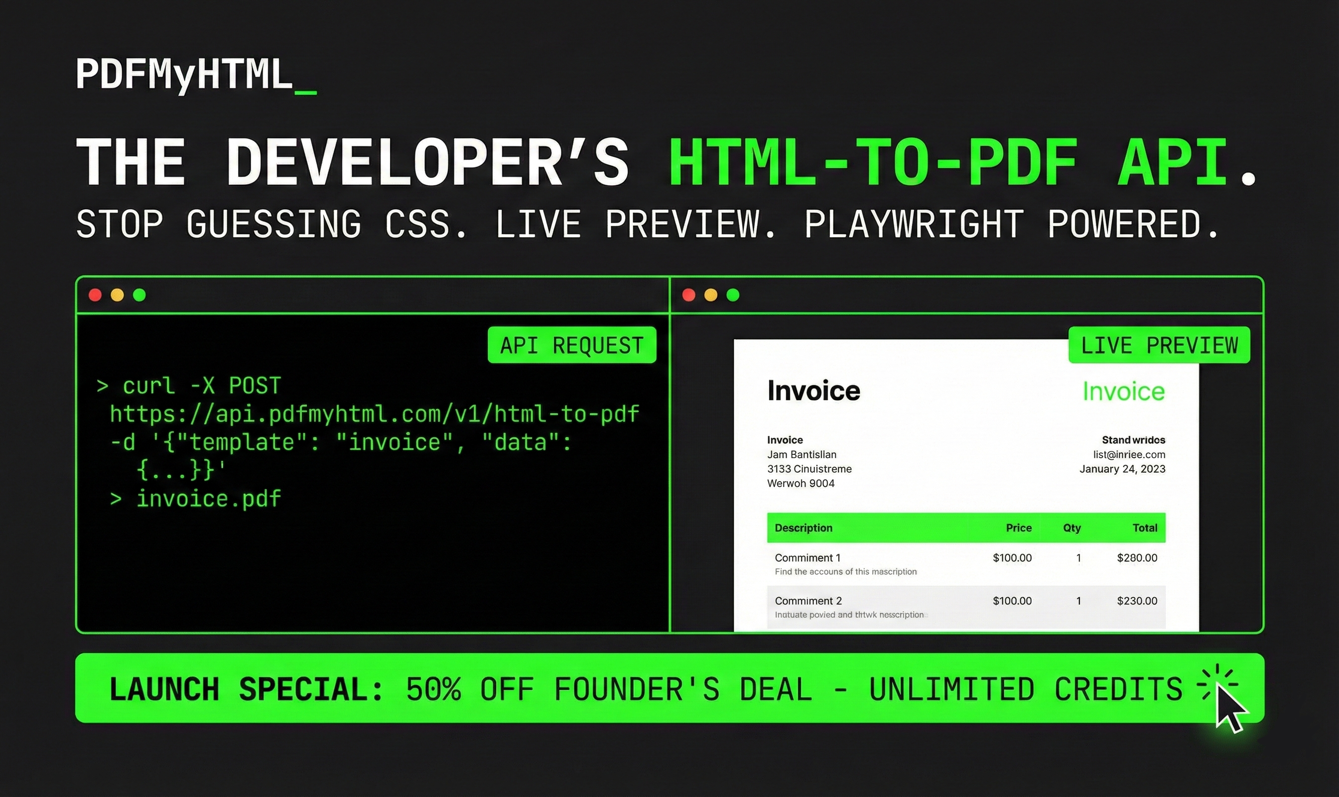 PDFMyHTML - Main product screenshot demonstrating key features and user interface