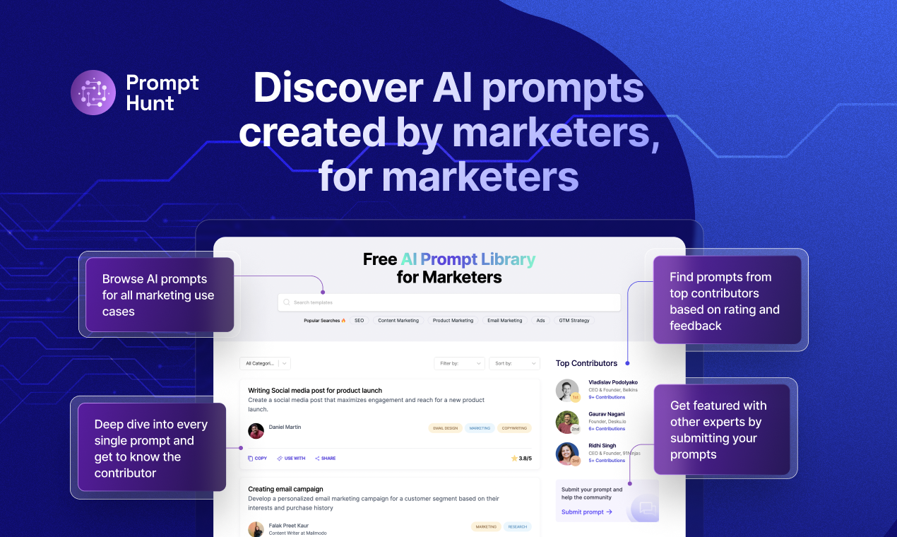 startuptile Prompt Hunt-300+ AI Prompts created by marketers for marketers