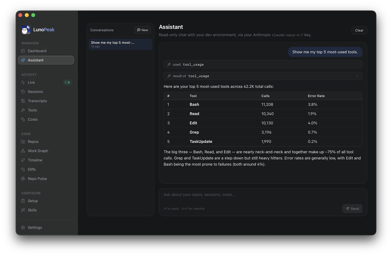 LunoPeak screenshot 2