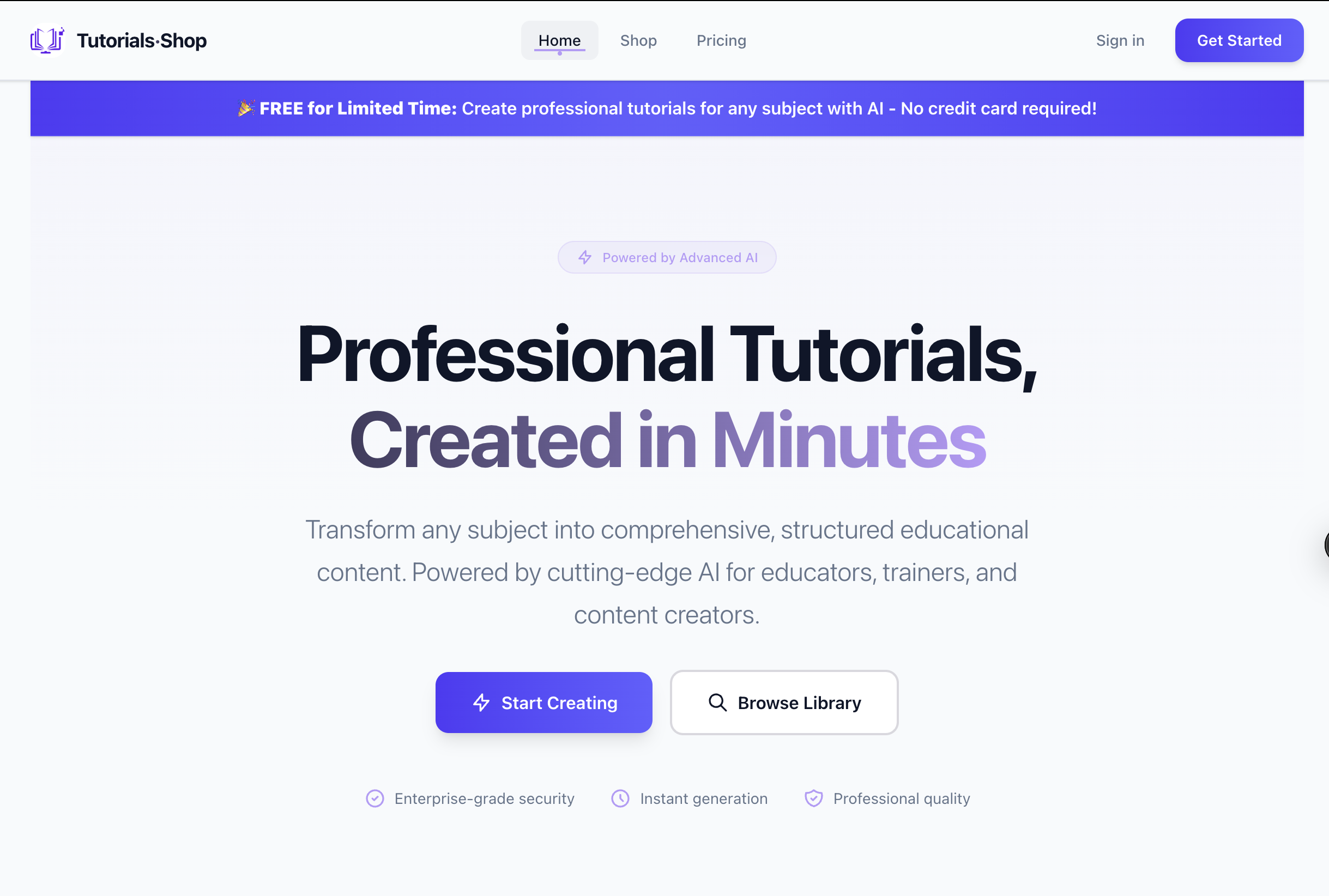 Tutorials-Shop - Main product screenshot demonstrating key features and user interface