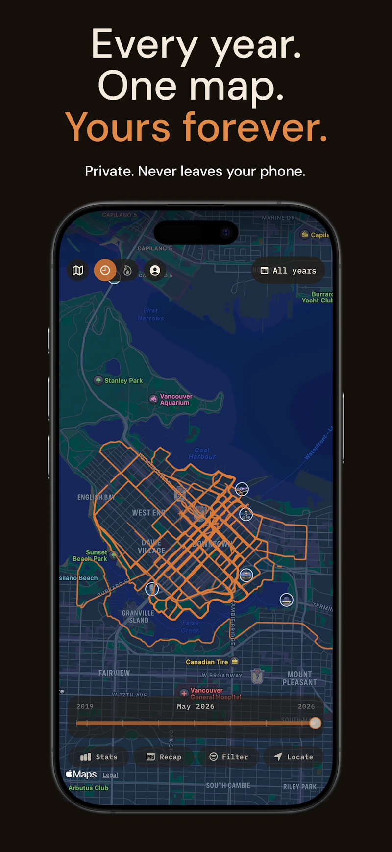 MoveMap: Lifetime GPS Heatmap screenshot 1