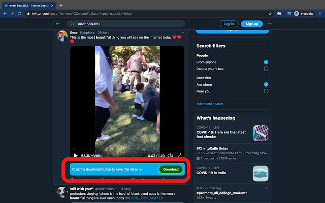 download twitter videos extension
