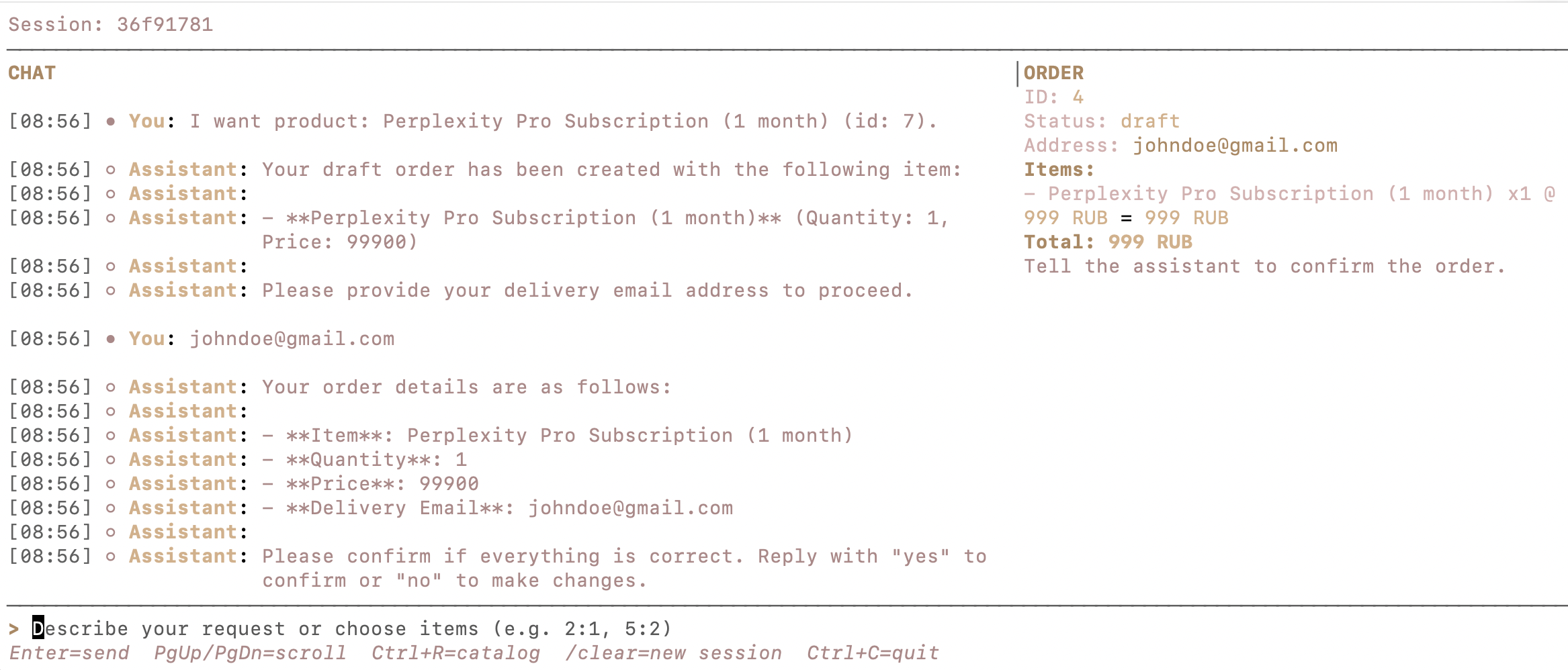 Terminal-based store with AI assistance - Main product screenshot demonstrating key features and user interface