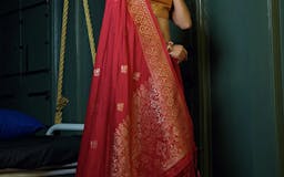 Crimson Red Golden Banarasi Silk Saree media 2