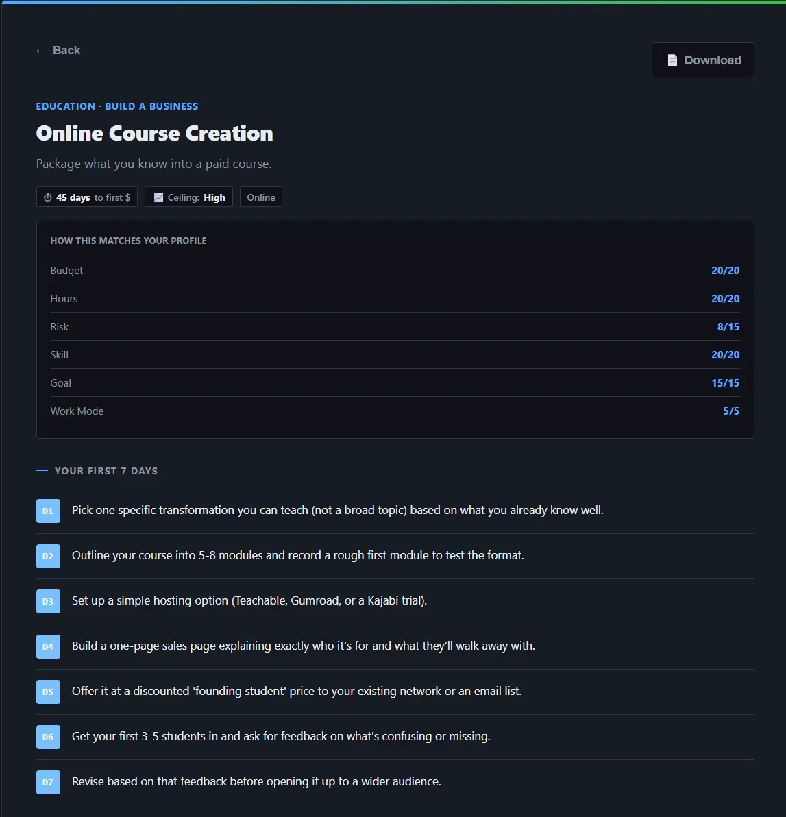 Side Hustle Fit Finder screenshot
