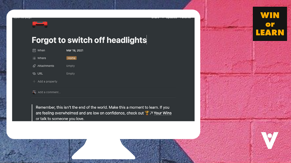 Win or Learn • A Notion template gallery image