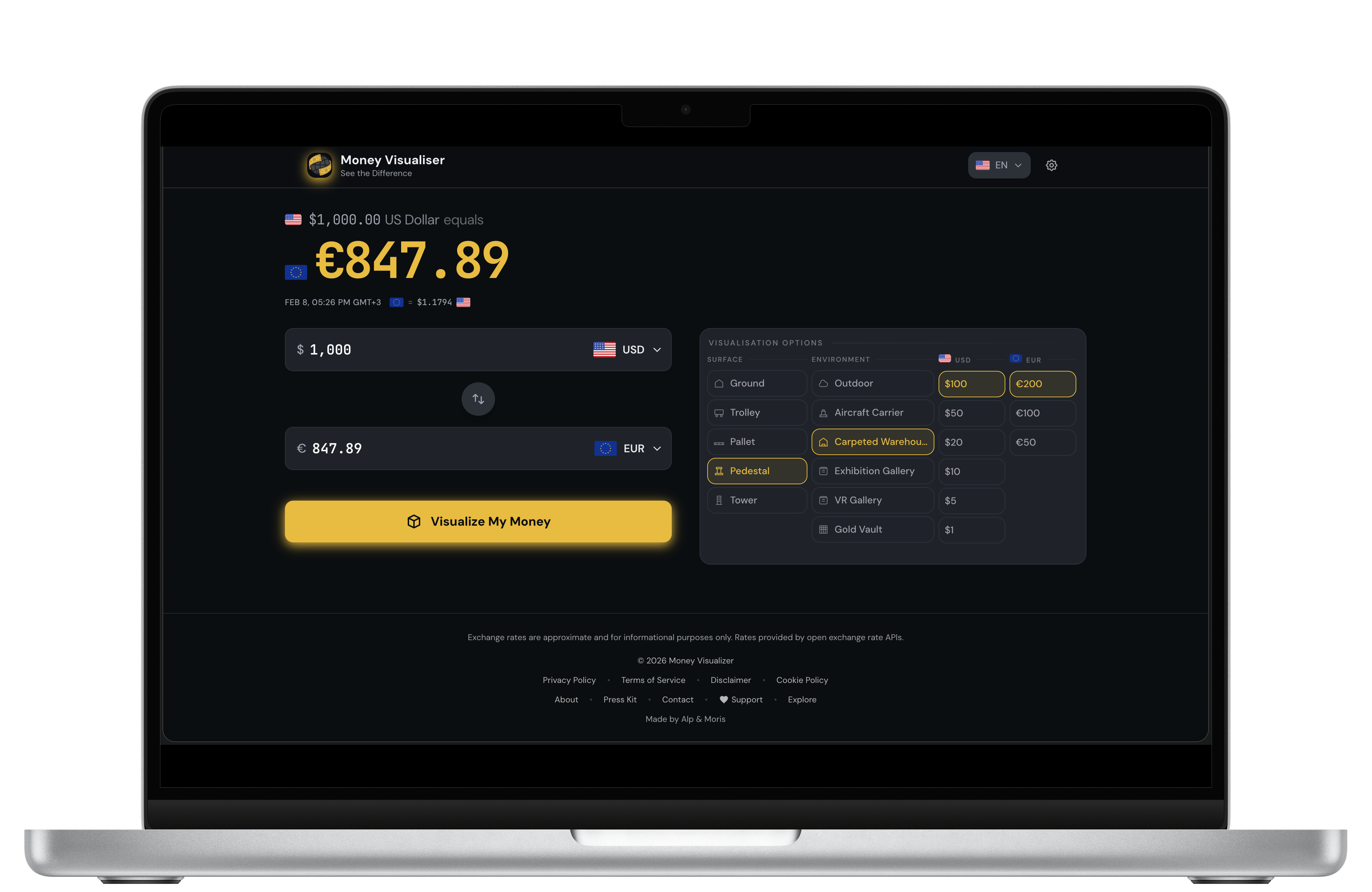 Money Visualiser - Main product screenshot demonstrating key features and user interface