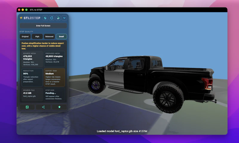 STL to STEP Assistant screenshot 3