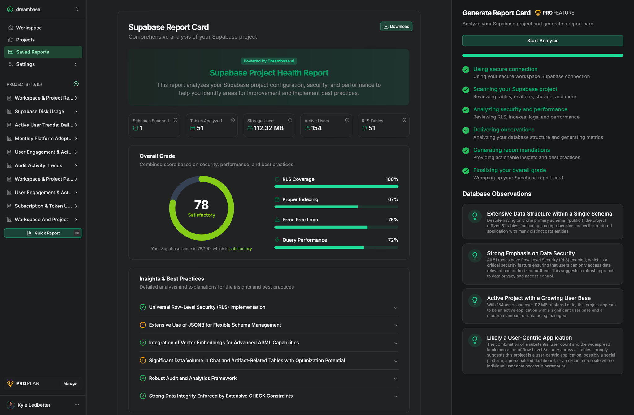 Dreambase.ai - Полностью интегрированная аналитика из Supabase.Бесплатно в использовании. медиа 6