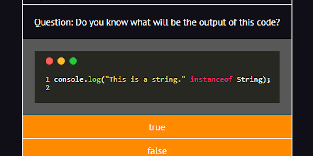 JavaScript Quiz: Check your JS knowledge by having fun. | Product Hunt