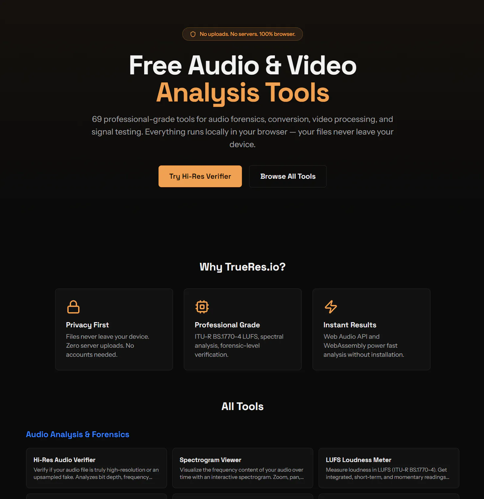 TrueRes.io — Free Browser screenshot 1