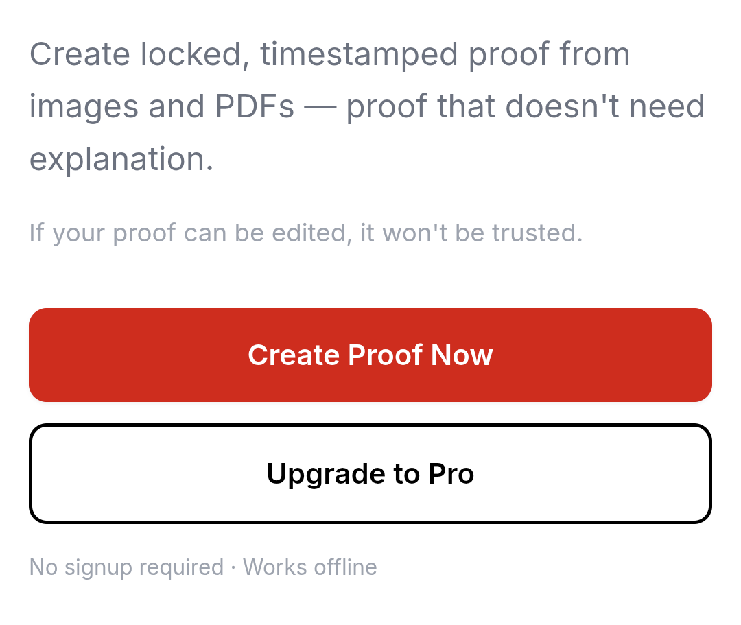 Image to Proof  - Main product screenshot demonstrating key features and user interface