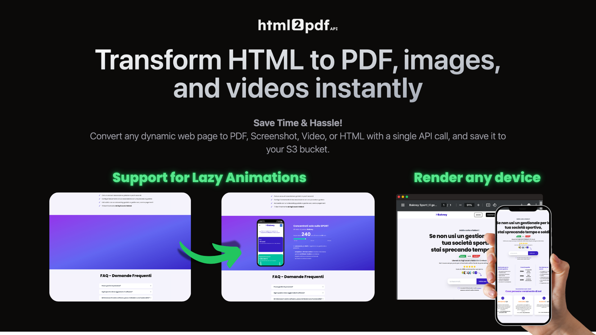 HTML2PDF API - HTML을 PDF, 이미지 및 비디오로 즉시 변환하십시오 미디어 2