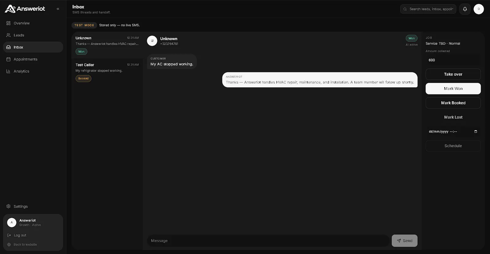 Answeriot — Missed Calls to Jobs screenshot 3