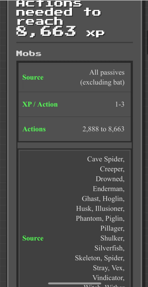 Minecraft experience calculator gallery image
