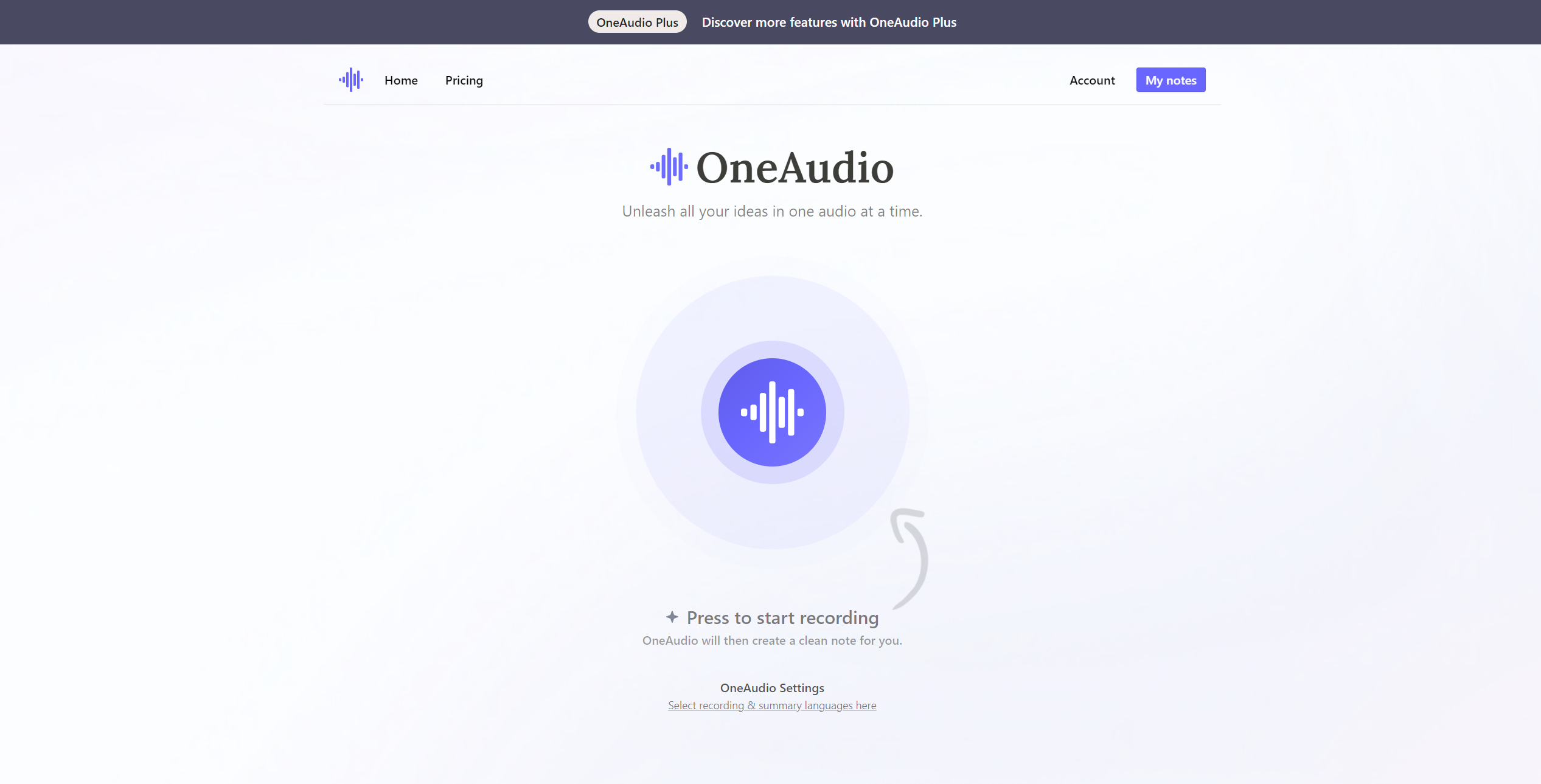 startuptile OneAudio AI-Transform voice recordings into clean summarized notes