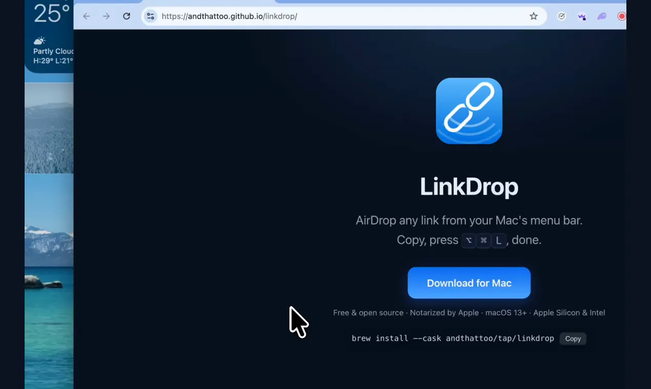 LinkDrop — AirDrop links from your Mac gallery image