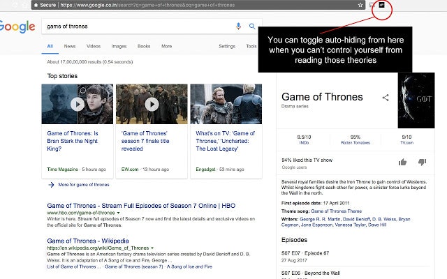 Auto Hide Game Of Thrones Spoilers gallery image